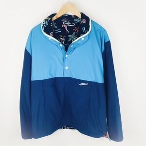 Chubbies Neon Cocktail Reversible Fleece Pullover Windbreaker Jacket Size L